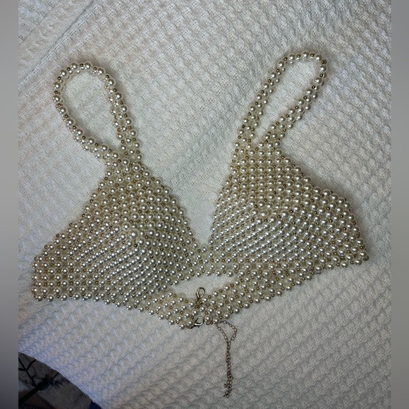 Pearl Beaded Chain Bra Size Small - Picture 2 of 2